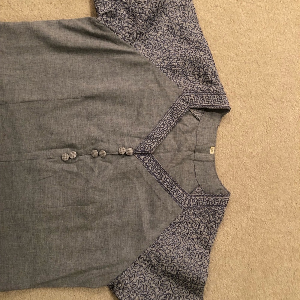 Blue-grayish cotton Punjabi small gingham design